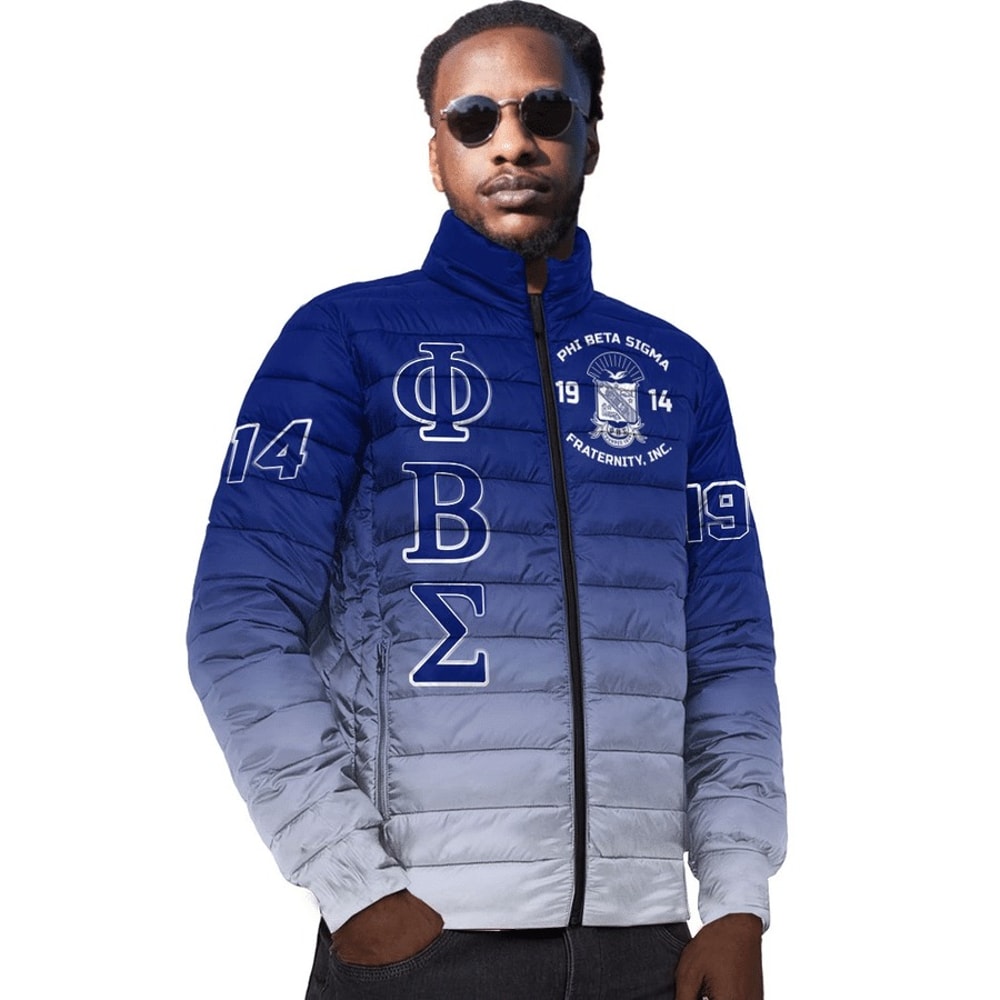 Phi Beta Sigma Gradient Padded Jackets, African Padded Jacket For Men Women