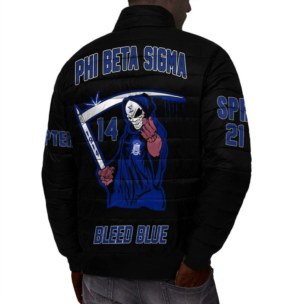 Custom Phi Beta Sigma Bleed Blue Padded Jackets, African Padded Jacket For Men Women
