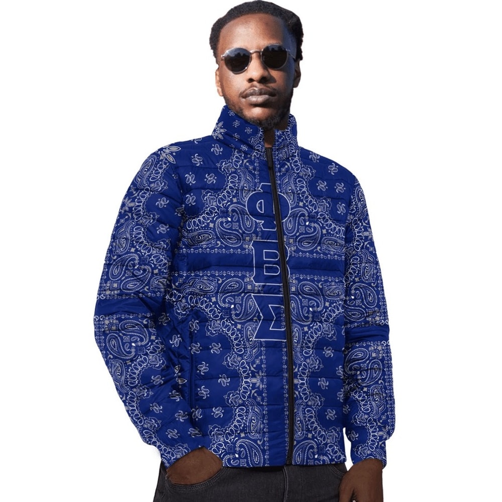 Phi Beta Sigma Paisley Style Padded Jackets, African Padded Jacket For Men Women