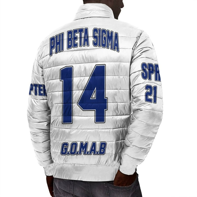 Custom Phi Beta Sigma ( White ) Padded Jackets, African Padded Jacket For Men Women