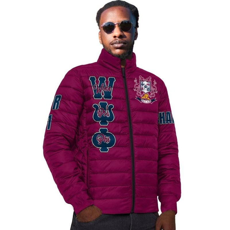 Custom Wine Psi Phi Padded Jackets, African Padded Jacket For Men Women
