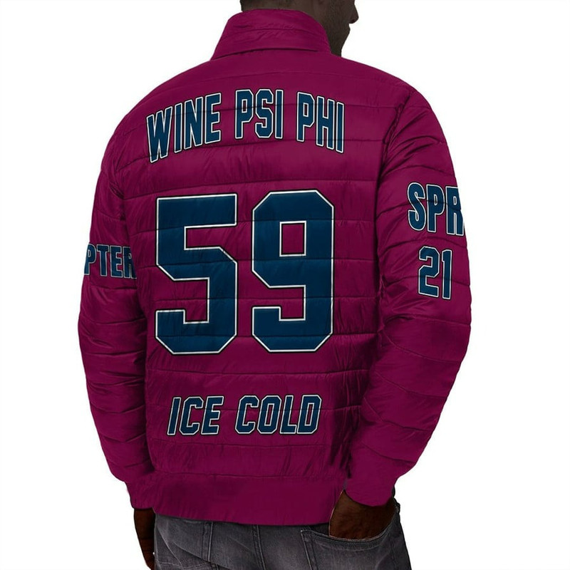 Custom Wine Psi Phi Padded Jackets, African Padded Jacket For Men Women