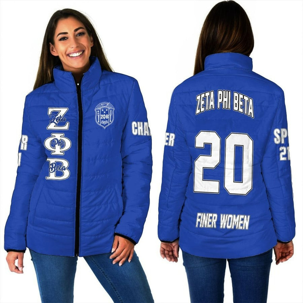 Custom Zeta Phi Beta (Blue) Padded Jackets 01, African Padded Jacket For Men Women