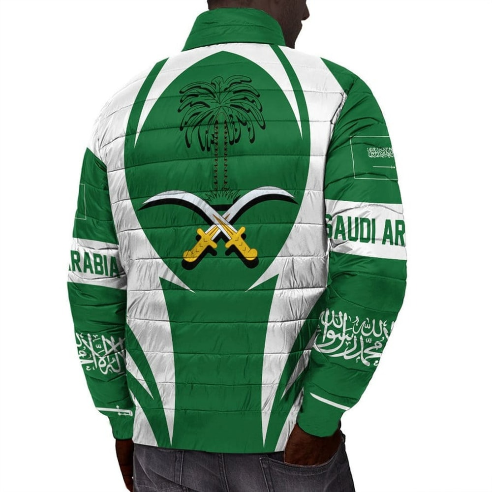 Saudi Arabia Action Flag Padded Jacket, African Padded Jacket For Men Women
