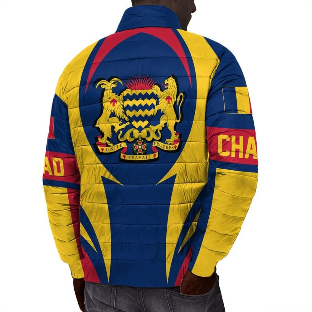 Chad Action Flag Padded Jacket, African Padded Jacket For Men Women