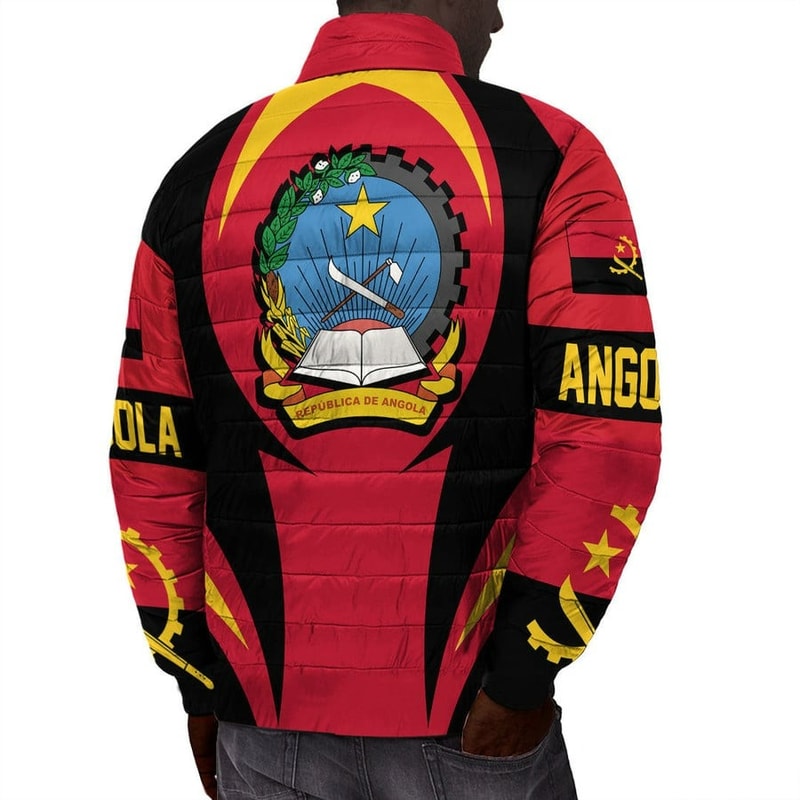 Angola Action Flag Padded Jacket, African Padded Jacket For Men Women