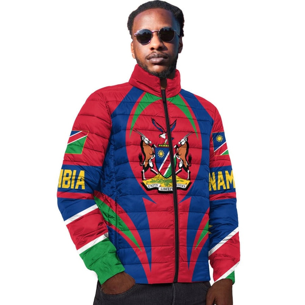 Namibia Action Flag Padded Jacket, African Padded Jacket For Men Women