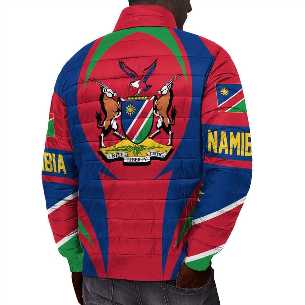 Namibia Action Flag Padded Jacket, African Padded Jacket For Men Women