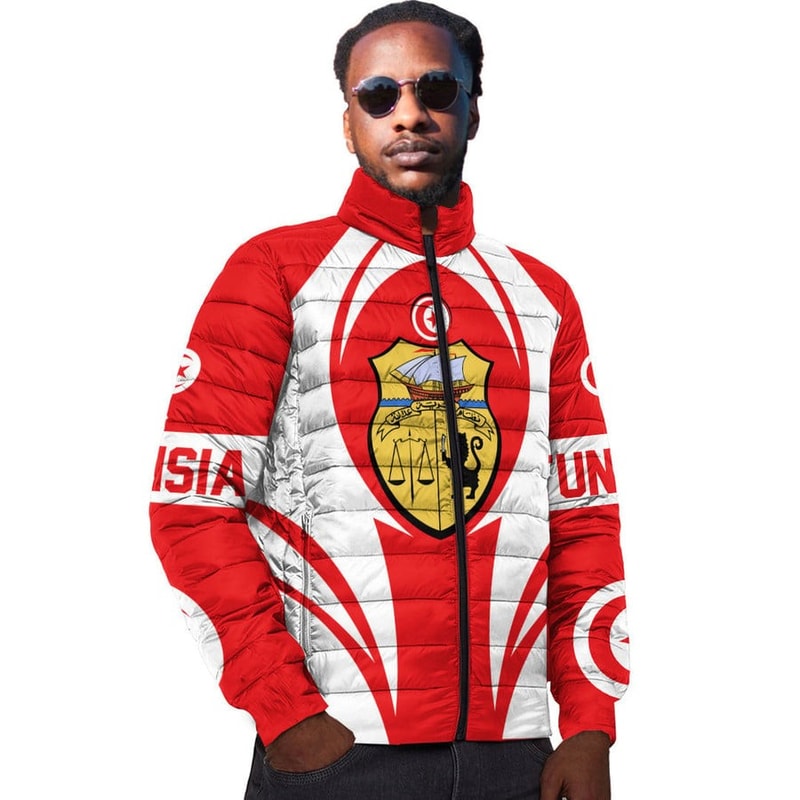 Tunisia Action Flag Padded Jacket, African Padded Jacket For Men Women
