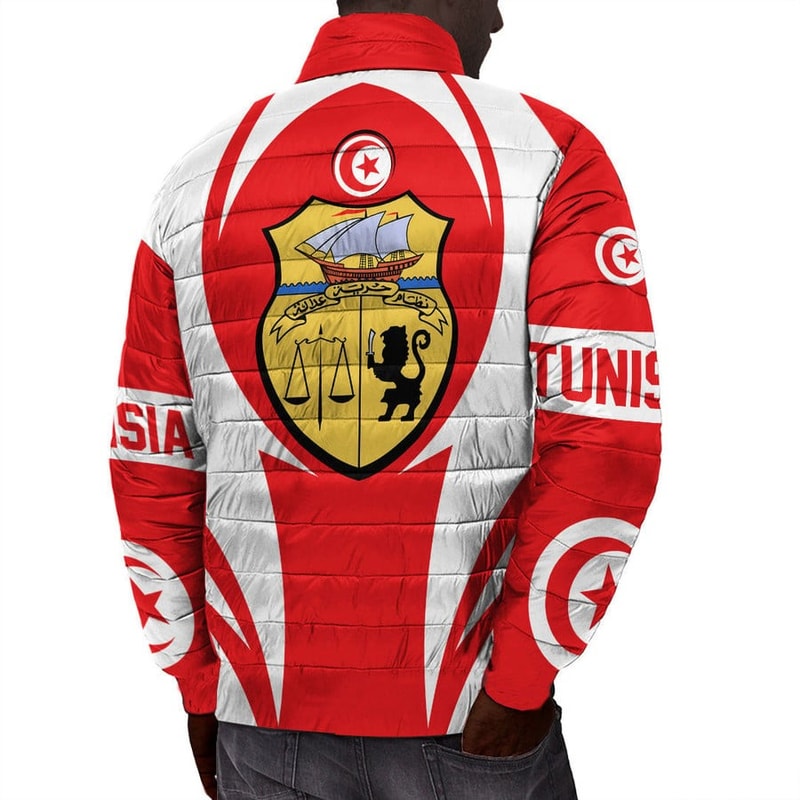 Tunisia Action Flag Padded Jacket, African Padded Jacket For Men Women