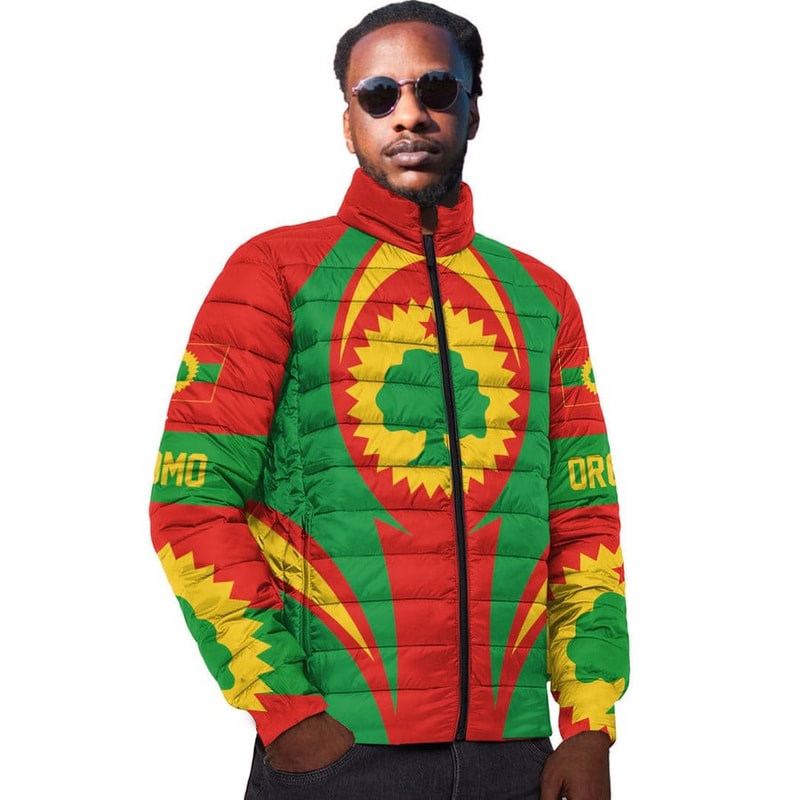 Oromo Action Flag Padded Jacket, African Padded Jacket For Men Women