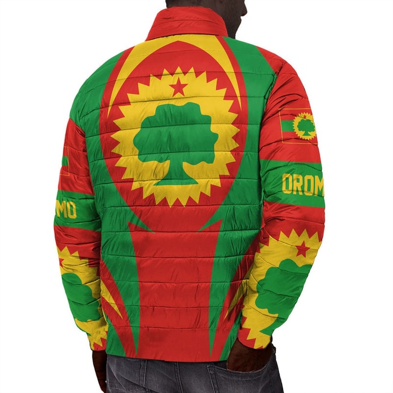 Oromo Action Flag Padded Jacket, African Padded Jacket For Men Women