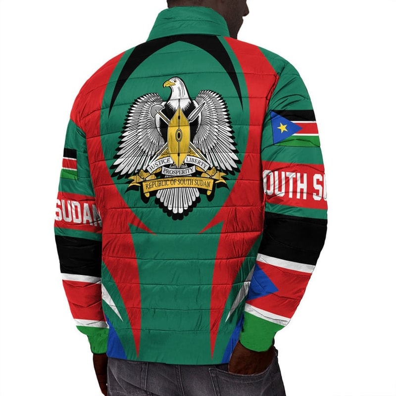 South Sudan Action Flag Padded Jacket, African Padded Jacket For Men Women