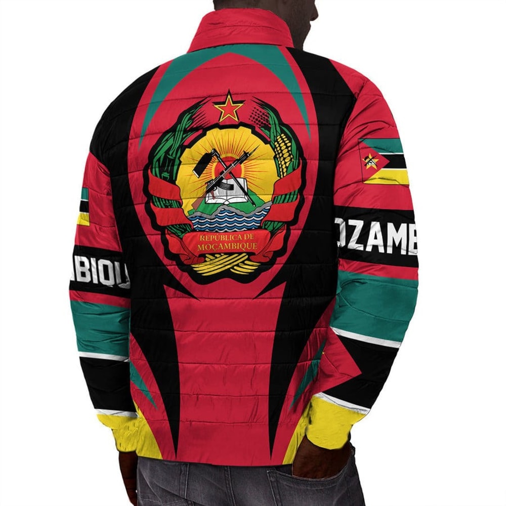 Mozambique Action Flag Padded Jacket, African Padded Jacket For Men Women