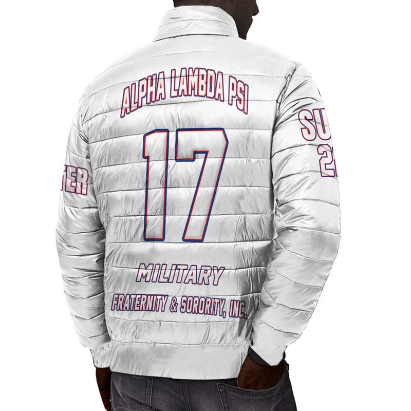 Custom Alpha Omega Phi (White) Padded Jacket, African Padded Jacket For Men Women