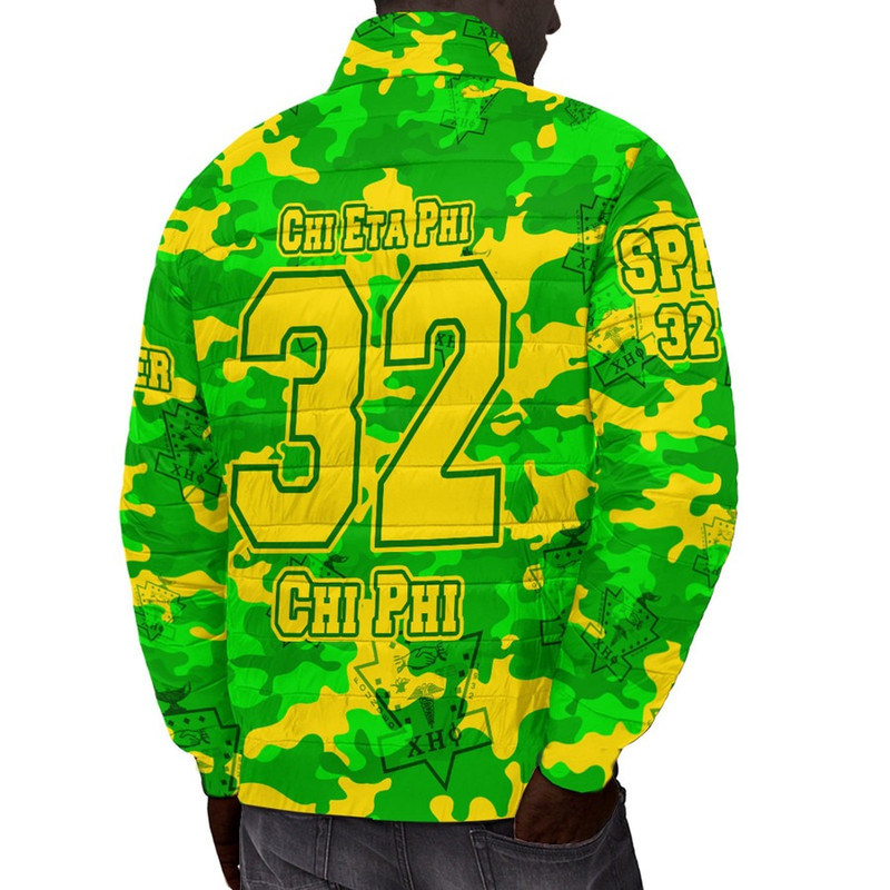 Chi Eta Phi Full Camo Shark Padded Jacket, African Padded Jacket For Men Women
