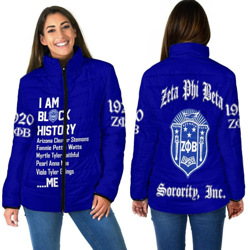 Zeta Phi Beta Black History Women Padded Jacket, African Padded Jacket For Men Women