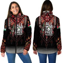 all united for free palestine women padded jacket, african padded jacket for men women
