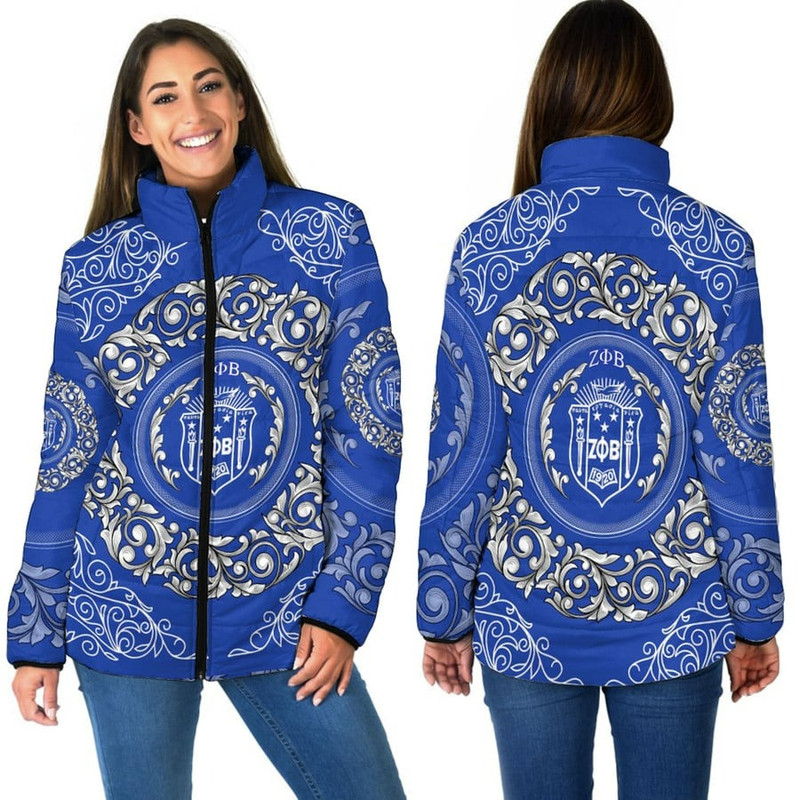 Zeta Phi Beta Sorority Women Padded Jacket 01, African Padded Jacket For Men Women
