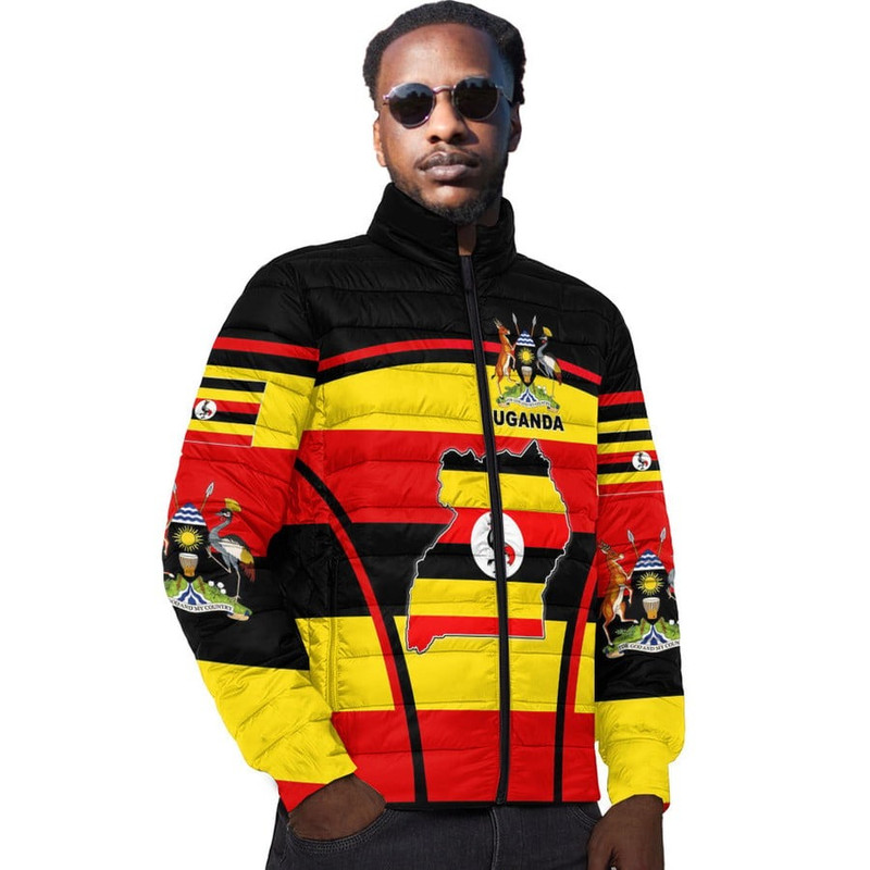 Uganda Active Flag Padded Jacket, African Padded Jacket For Men Women