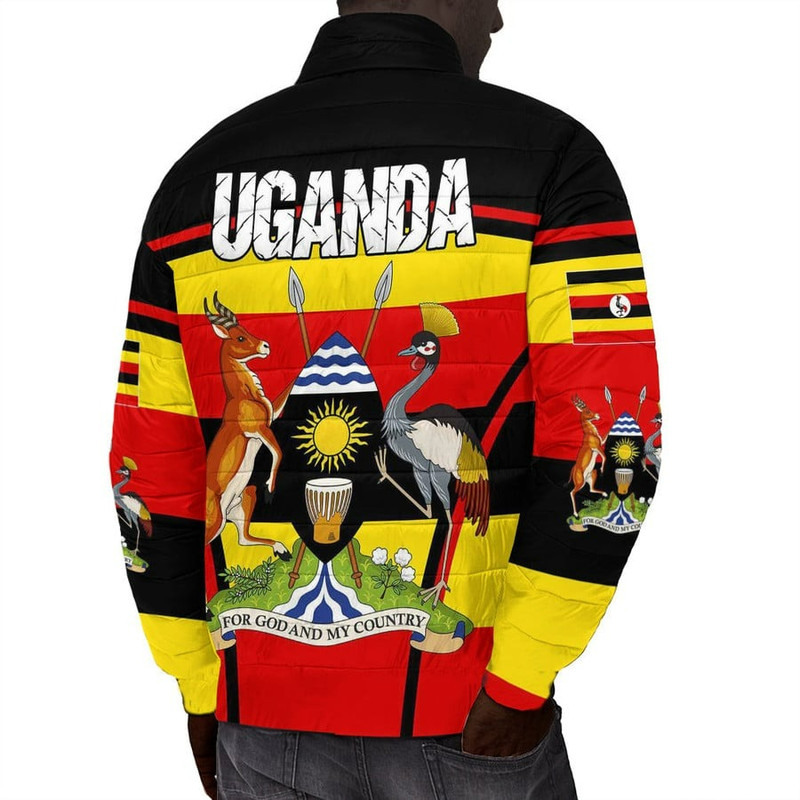 Uganda Active Flag Padded Jacket, African Padded Jacket For Men Women