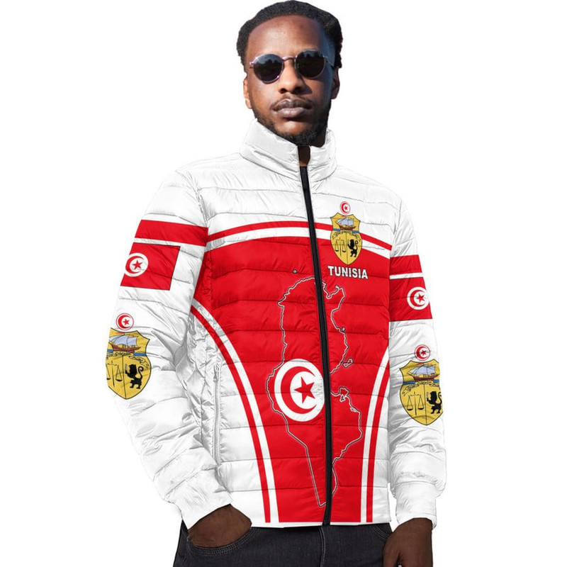 Tunisia Active Flag Padded Jacket, African Padded Jacket For Men Women