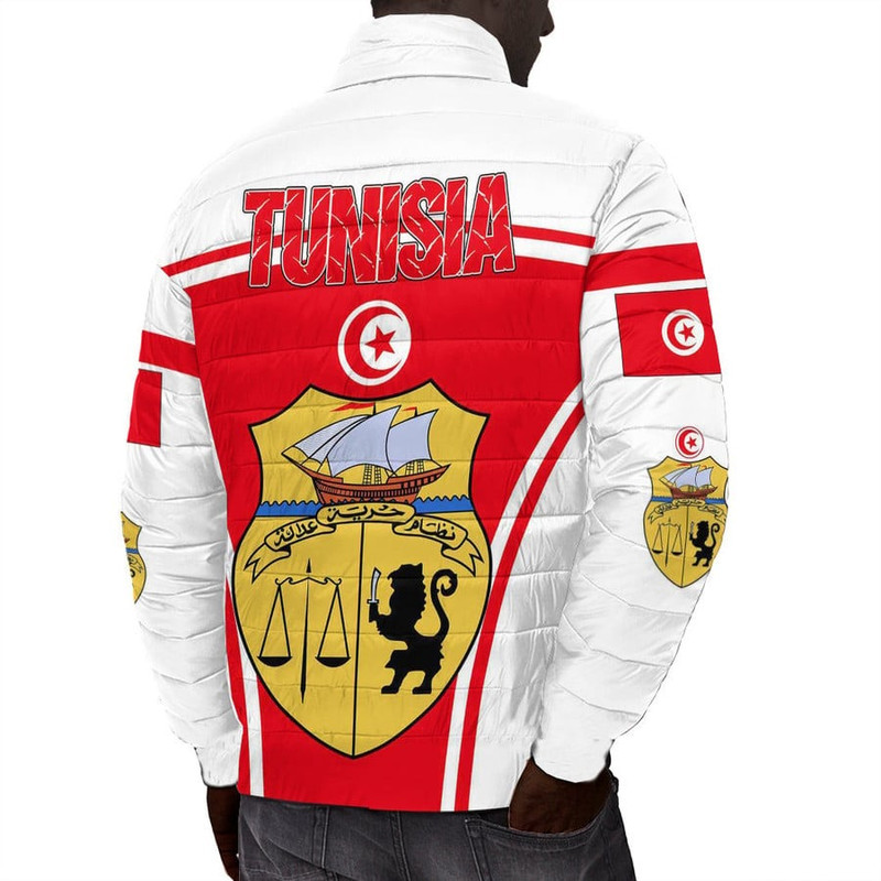 Tunisia Active Flag Padded Jacket, African Padded Jacket For Men Women