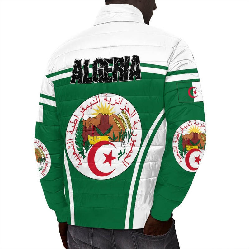 Algeria Active Flag Padded Jacket, African Padded Jacket For Men Women