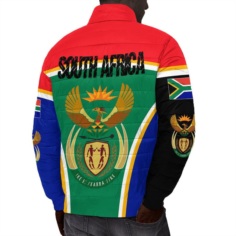 South Africa Active Flag Padded Jacket, African Padded Jacket For Men Women