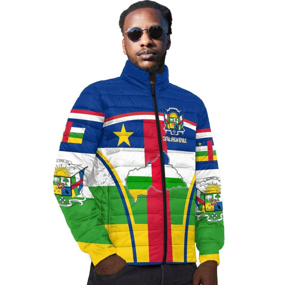 Central African Republic Active Flag Padded Jacket, African Padded Jacket For Men Women