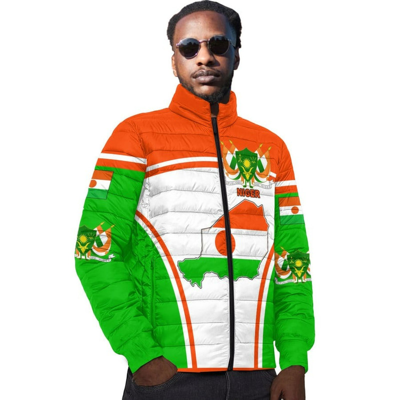 Niger Active Flag Padded Jacket, African Padded Jacket For Men Women