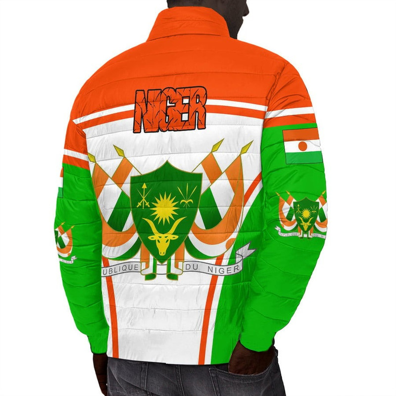 Niger Active Flag Padded Jacket, African Padded Jacket For Men Women