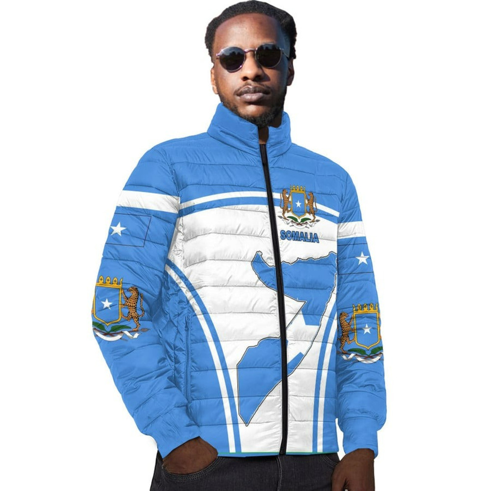 Somalia Active Flag Padded Jacket, African Padded Jacket For Men Women