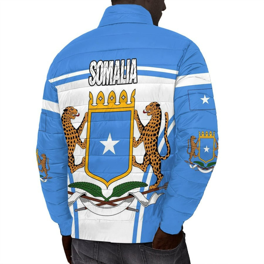 Somalia Active Flag Padded Jacket, African Padded Jacket For Men Women