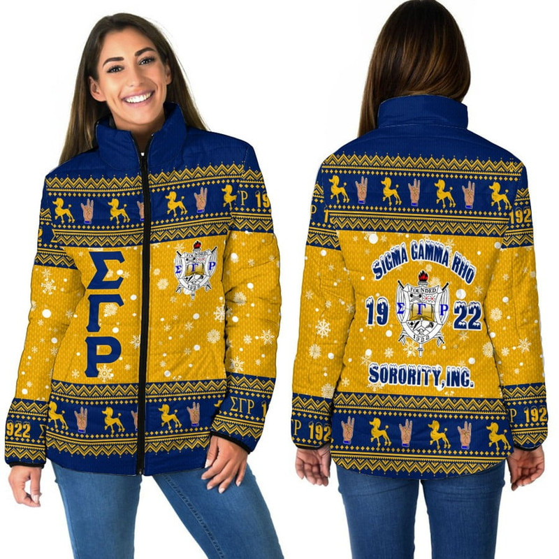 Sigma Gamma Rho Christmas Women Padded Jacket, African Padded Jacket For Men Women