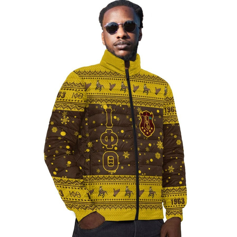 Iota Phi Theta Christmas Padded Jacket, African Padded Jacket For Men Women