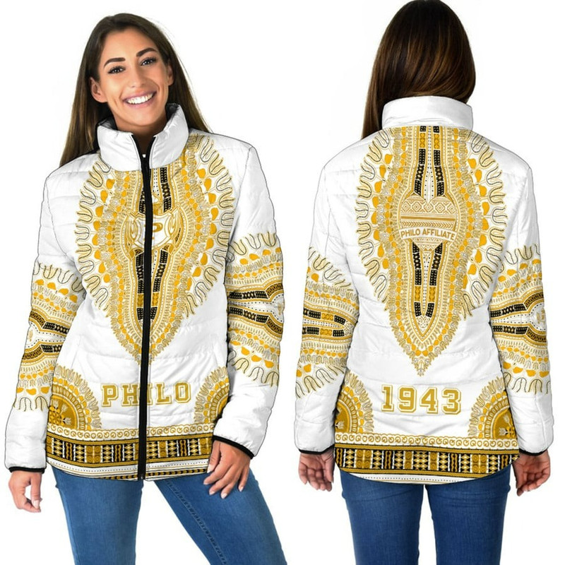 Philo Affiliates Dashiki Women Padded Jacket, African Padded Jacket For Men Women