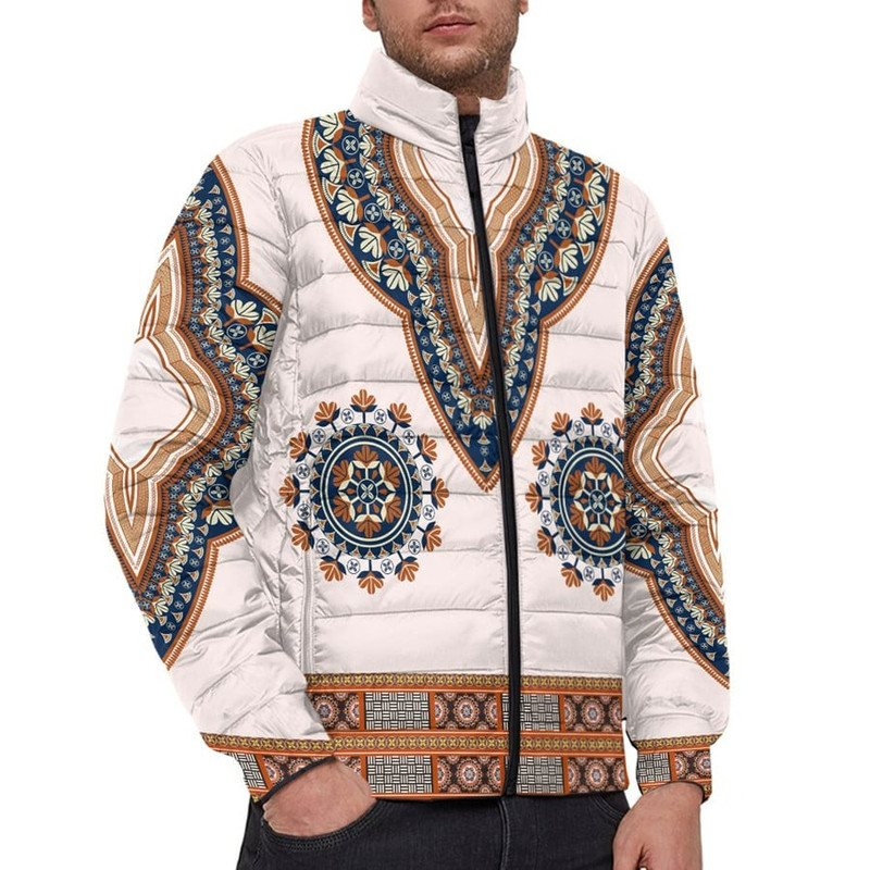 Africa Dashiki Neck - Padded Jacket, African Padded Jacket For Men Women