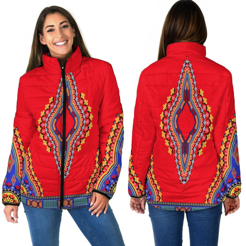 Neck Dashiki Africa - Women Padded Jacket, African Padded Jacket For Men Women