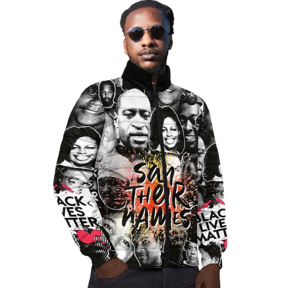 Africa Zone Padded Jacket - Say Their Names Black Lives Matter, African Padded Jacket For Men Women