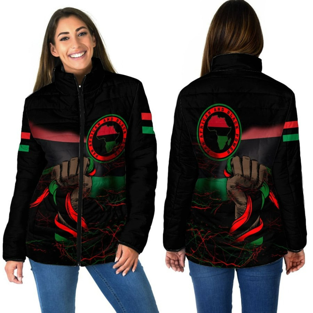 Africa Zone Women Padded Jacket - Pan Africanism And Black Power, African Padded Jacket For Men Women