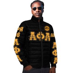 alpha phi alpha - beta phi lambda padded jacket, african padded jacket for men women