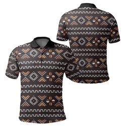 traditional coffee bogolan polo shirt, african polo shirt for men women