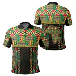 africa map kente reggae golden polo shirt, african polo shirt for men women