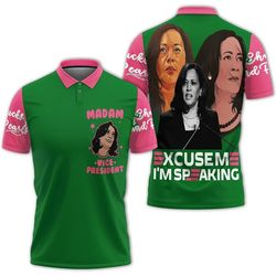 madam vice president green pink polo shirt, african polo shirt for men women