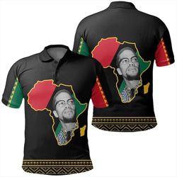 malcolm x black history month men polo shirt, african polo shirt for men women