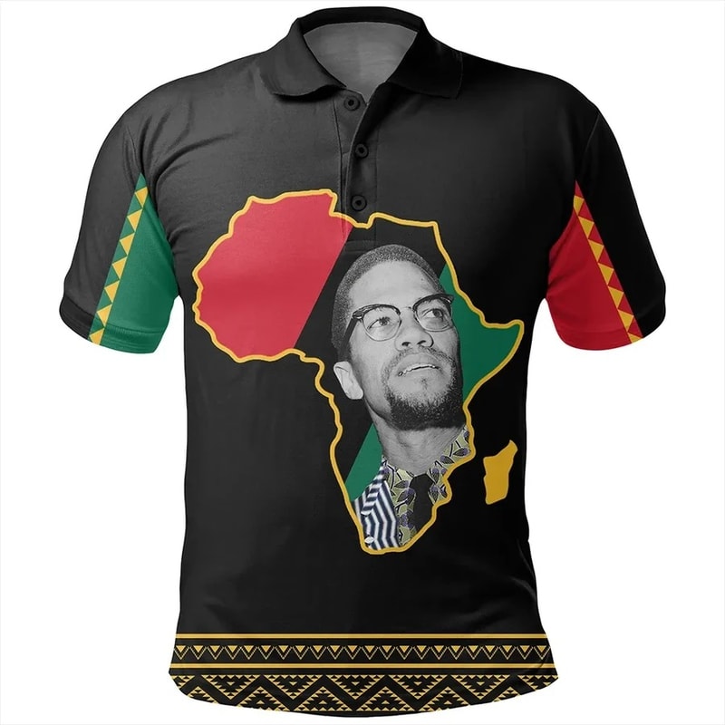 Malcolm X Black History Month Men Polo Shirt, African Polo Shirt For Men Women