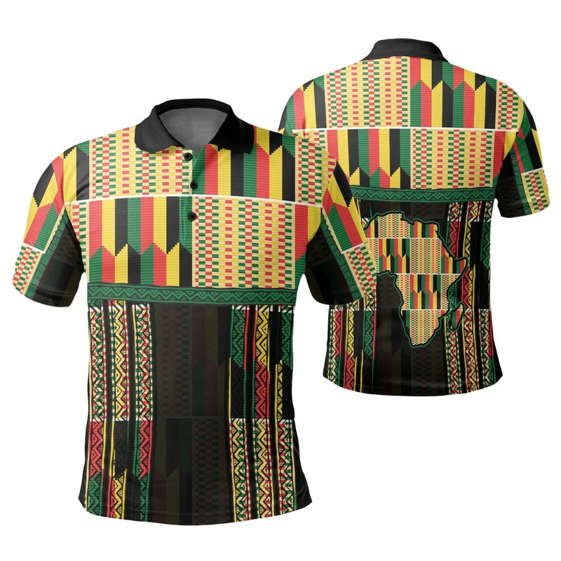 Africa Map Kente Light Concept Polo Shirt, African Polo Shirt For Men Women