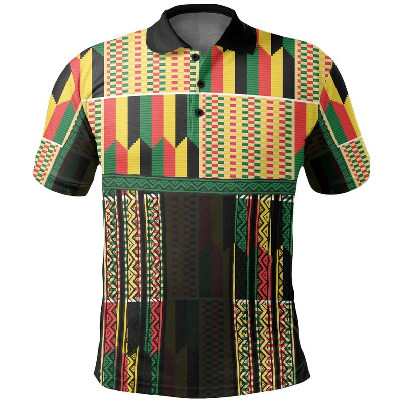 Africa Map Kente Light Concept Polo Shirt, African Polo Shirt For Men Women