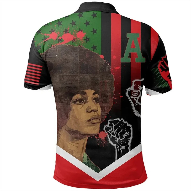 African American Flag Angela Davis Polo Shirt, African Polo Shirt For Men Women